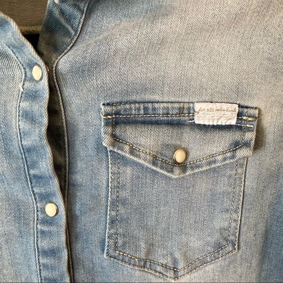 7 for all Mankind Girls Faded & Frayed Denim Dress - Picture 3 of 7